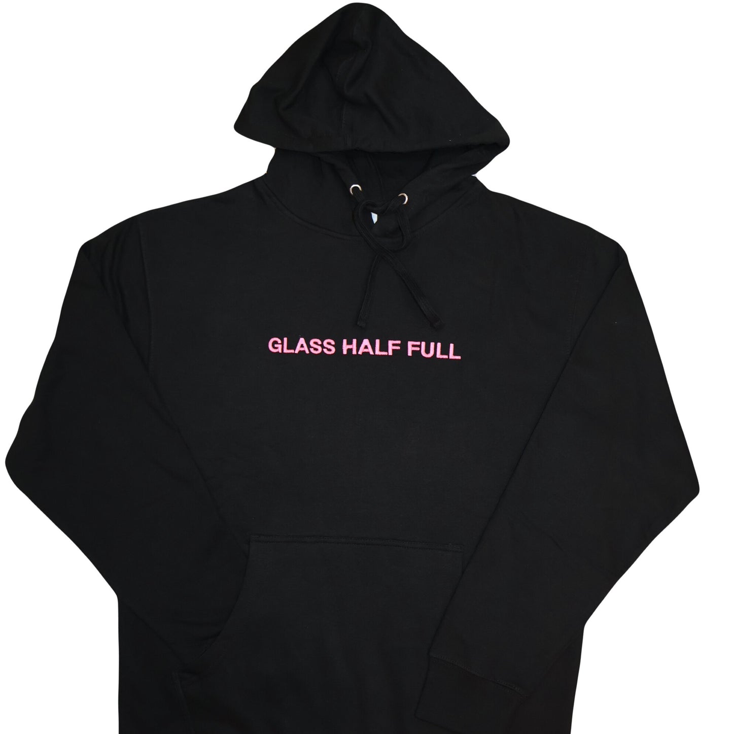 Glass Half Full Hoodie with Pink Embroidery