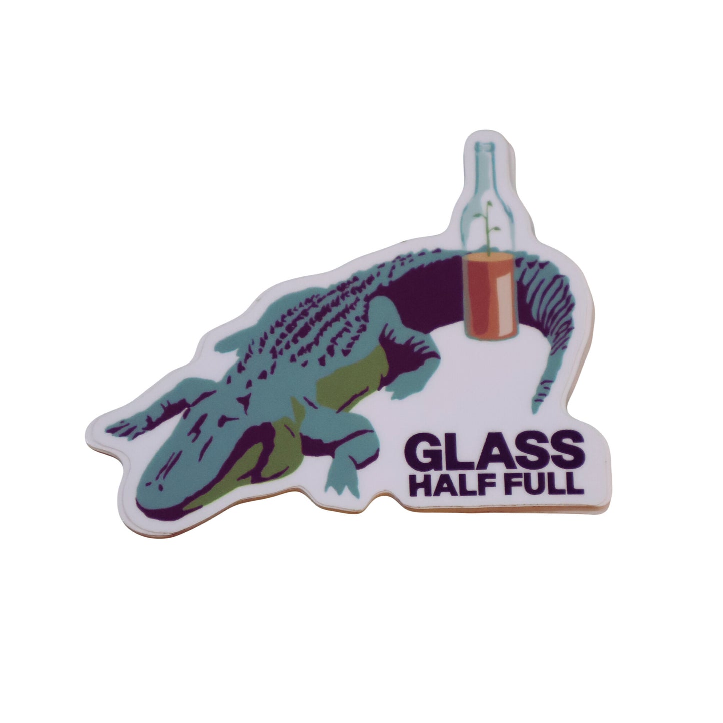 Glass Half Full Alligator Sticker