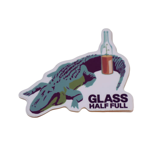 Glass Half Full Alligator Sticker